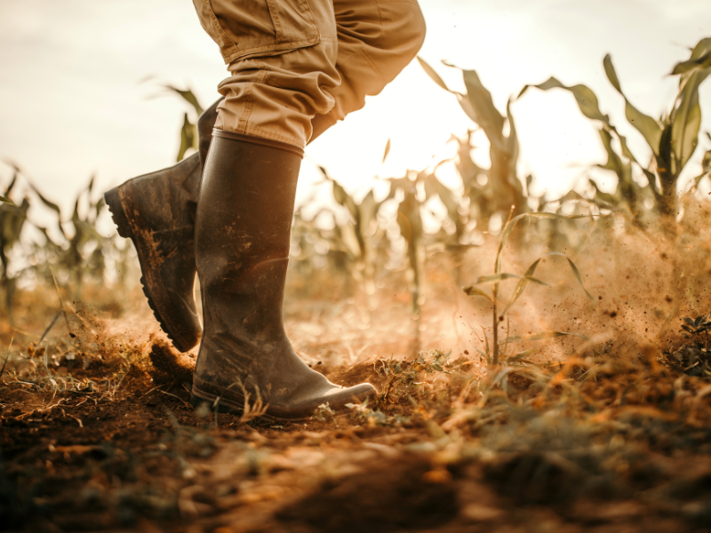 man on farmboot on the farm