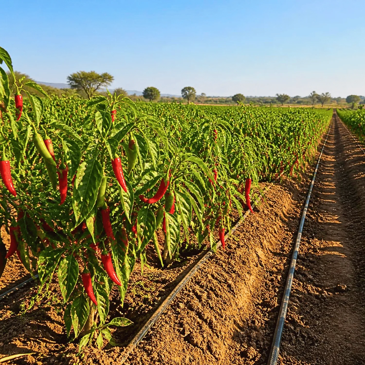 Transplanting healthy pepper seedlings on a farm in Nigeria